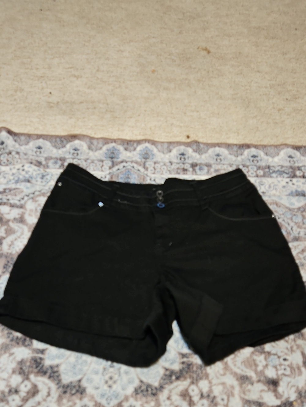 Plugg Black Women's Denim Shorts with Rolled Cuffs